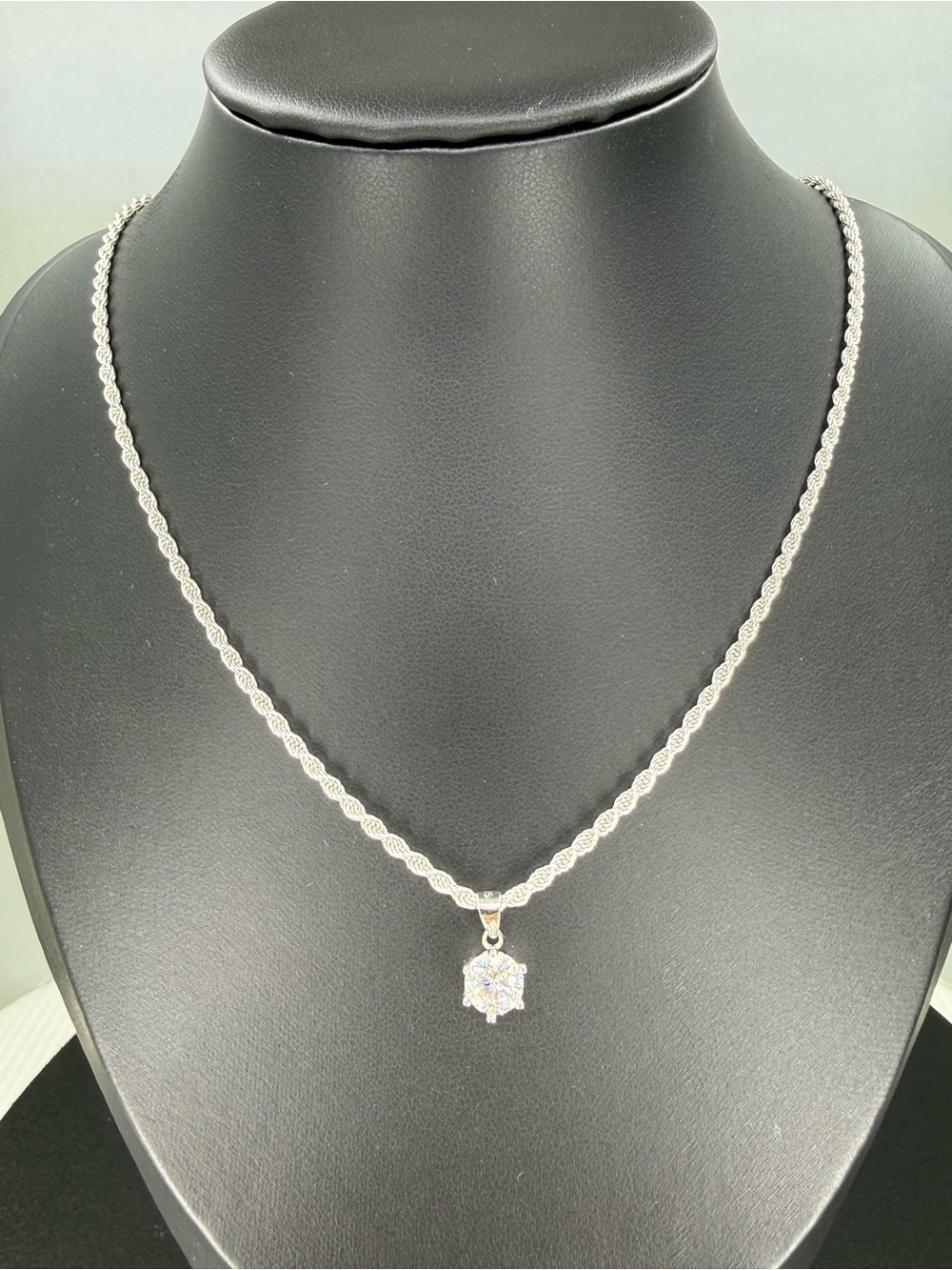 Moissanite Solitaire Pendant Necklace Set 925 Sterling Silver 1.5CTW Italian